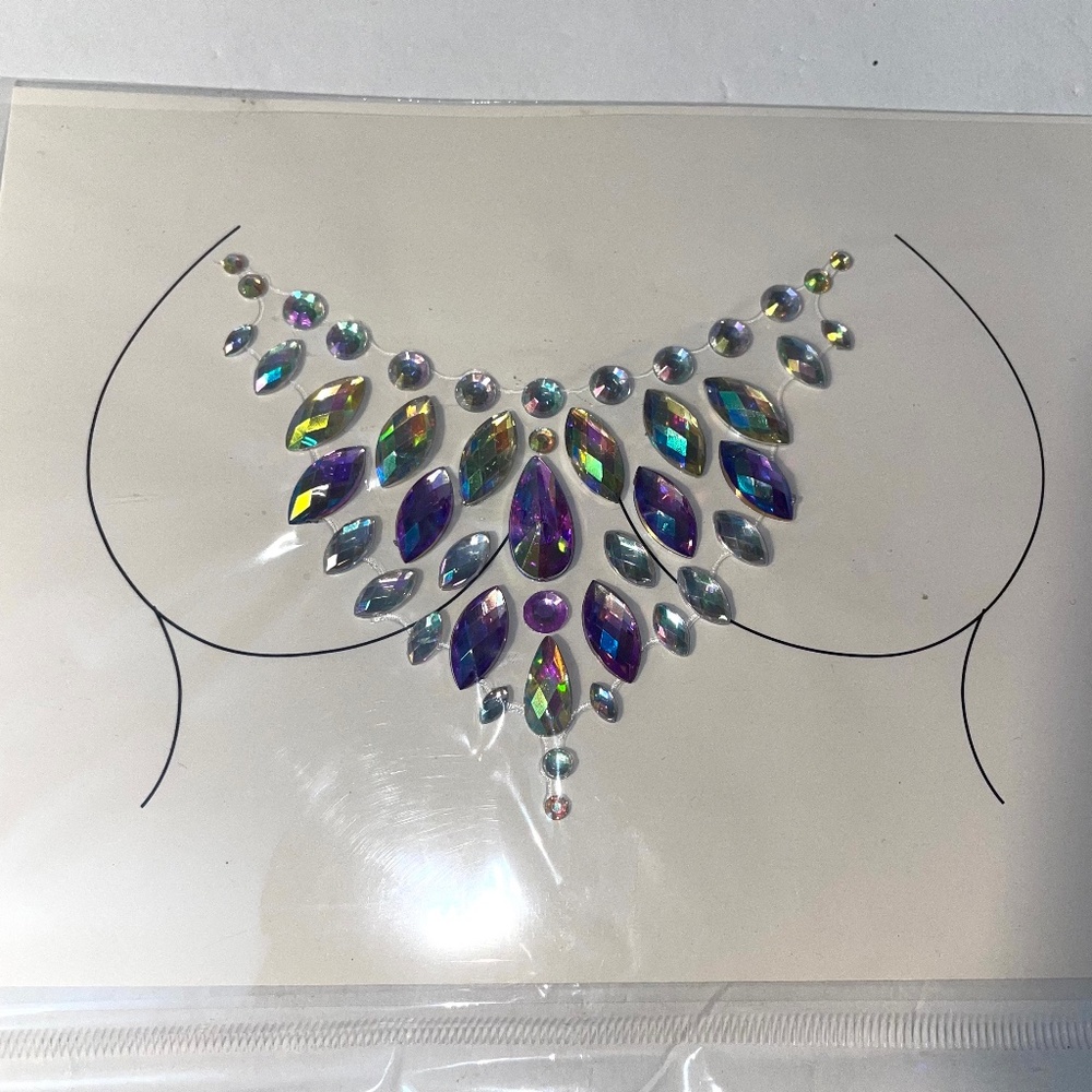 NWOT Rainbow Body Gems Jewelry Stick On Chest Crystal Tattoo